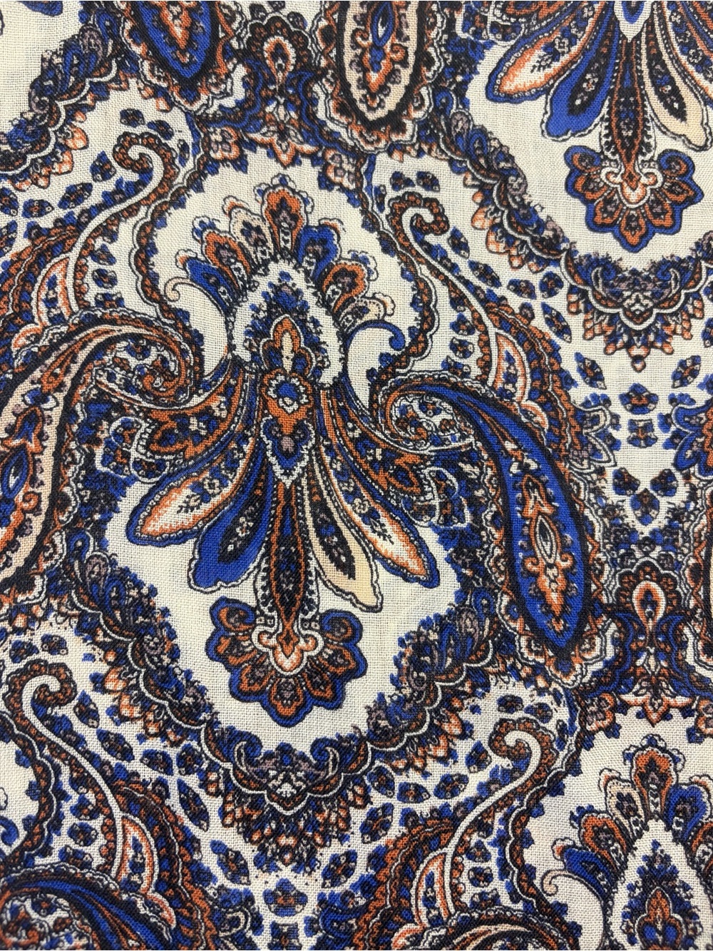 J.Crew 100% Wool Paisley Scarf Navy Rust Boho Preppy One Size